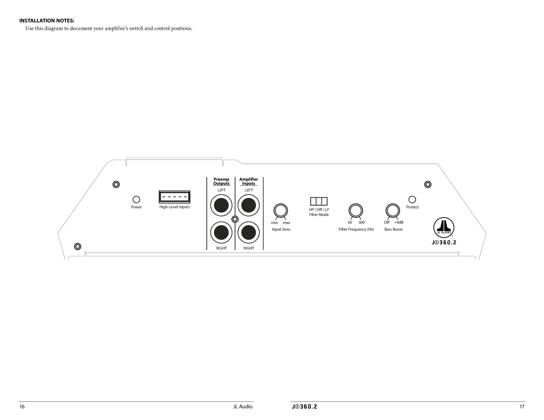 JL Audio J2360.2 owner manual Installation Notes 